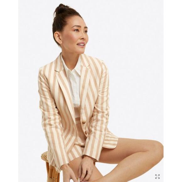 NWT Draper James Blazer in Awning Stripe Camel Size 2 - Picture 1 of 7